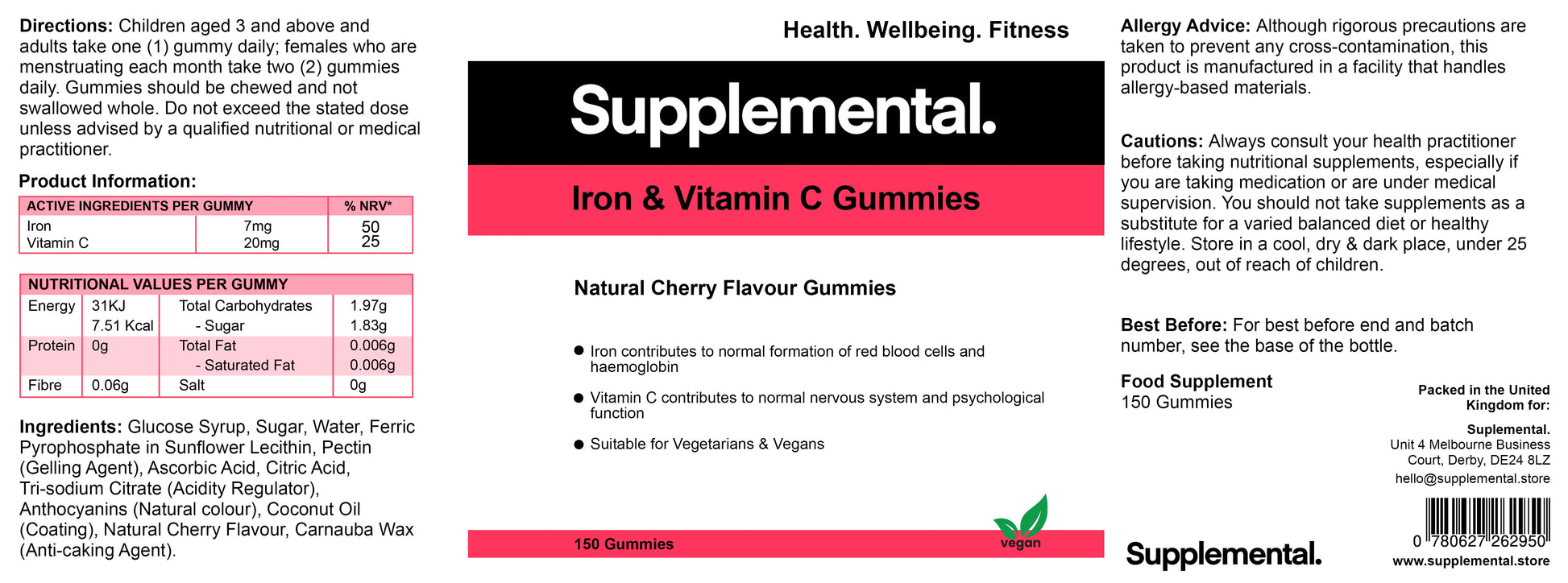 Iron & Vitamin C Gummies - Supplemental
